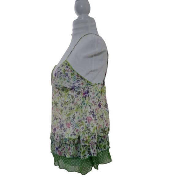Zara Women's Sleeveless Green Floral Y2k Babydoll Coquette Top Sz Small - Picture 6 of 8